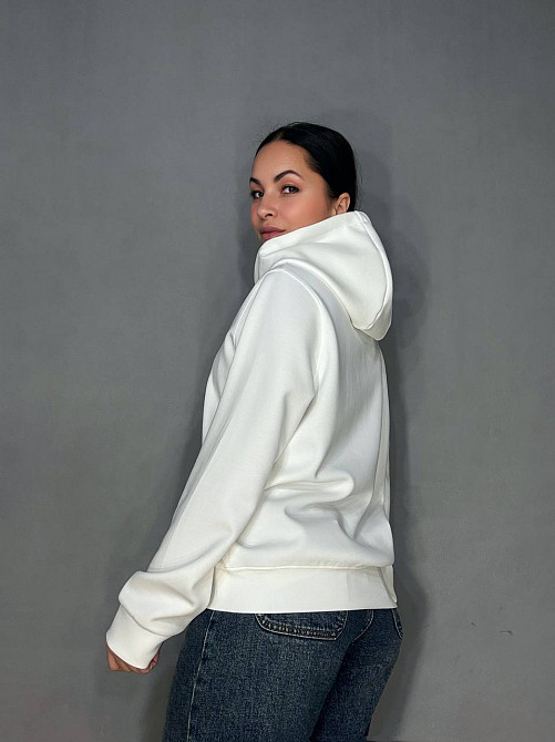 Худи женское A-N 30077 с капюшоном и ажурной вышивкой молочное, молочний, L Киев - изображение 3