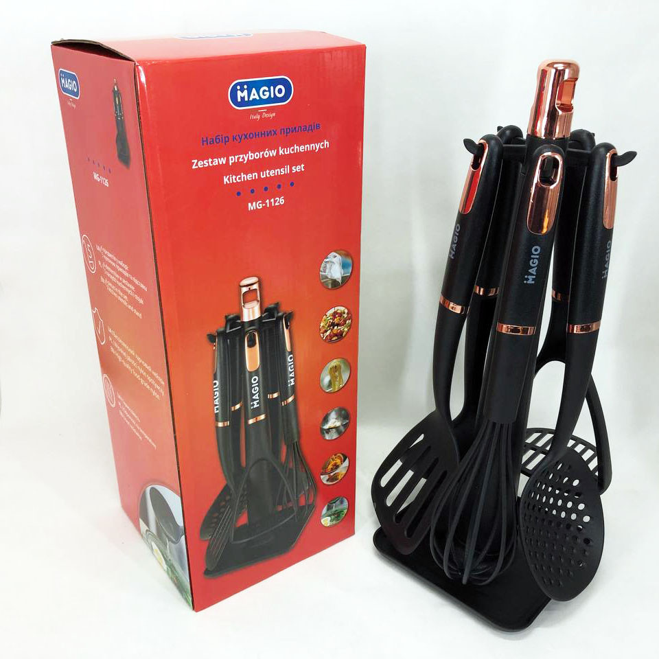 Набір кухонного силіконового приладдя на підставці Magio, Набір кухонний лопатка кухарського JF-80 Львів - фото 5