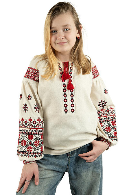 Вышиванка для девочек, натуральная льняная, топ 146 Киев - изображение 1