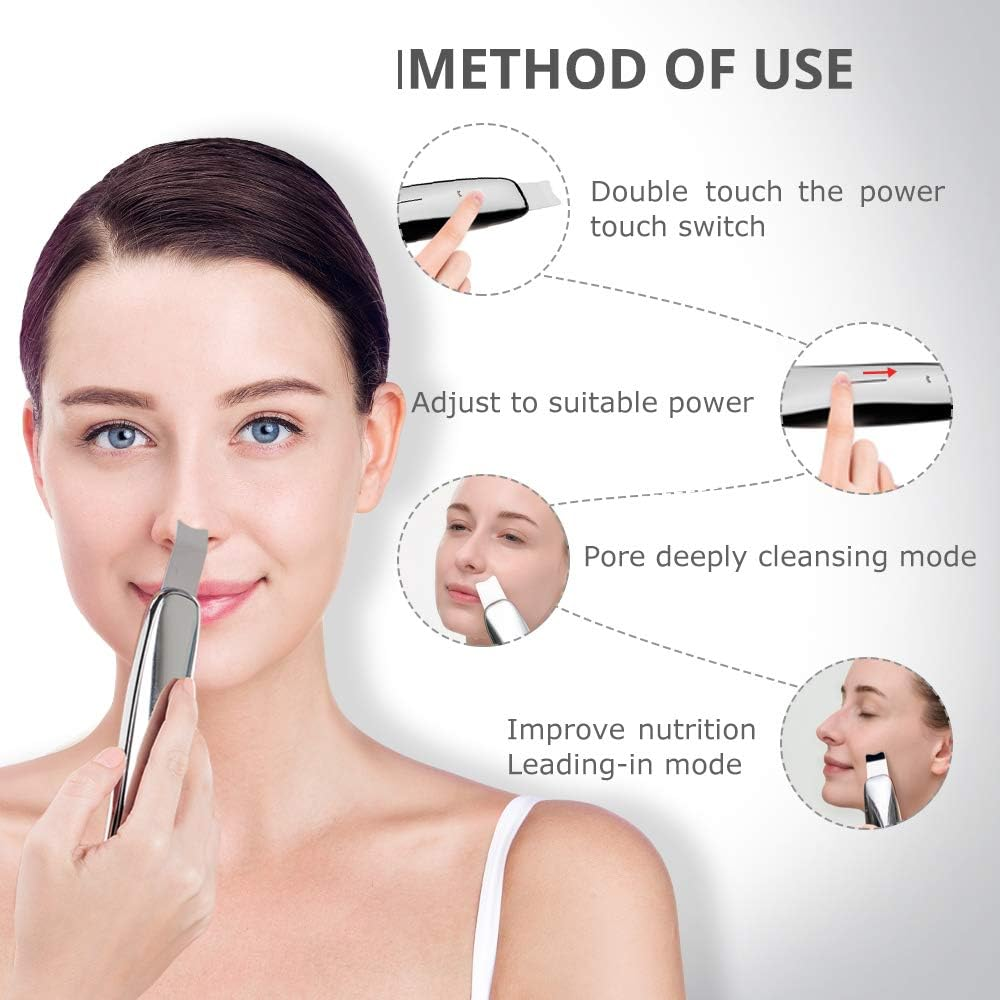 Ультразвуковий скрабер для обличчя TOUCHBeauty Ultrasonic Scrub Device TB-1769 професійний апарат для пілінгу та ліфтингу срібляст Київ - фото 8