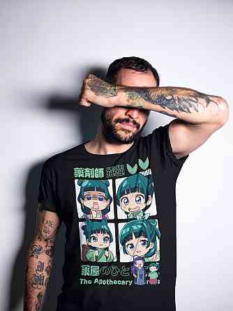 Футболка для хлопчика з аніме принтом Маомао Апотхекарй Діаріес Ессентіал оверсайз (зріст від 165 до 180) Чорний AnimeJ0201m Дніпро