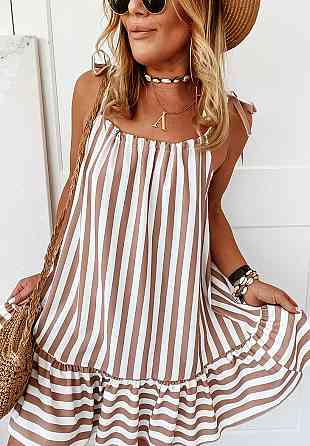 Літній сарафан на бретелях "Salma" оптом | Розпродаж моделі 42-44, Бежева смужка Київ