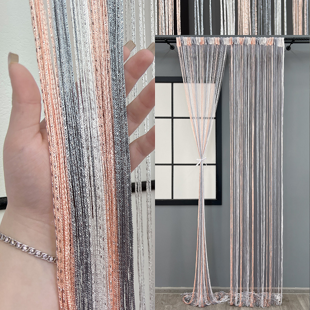 Штори-нитки з люрексом Рожевий з сірим і білим 300х300см 1 шт (61-129) Київ - фото 1