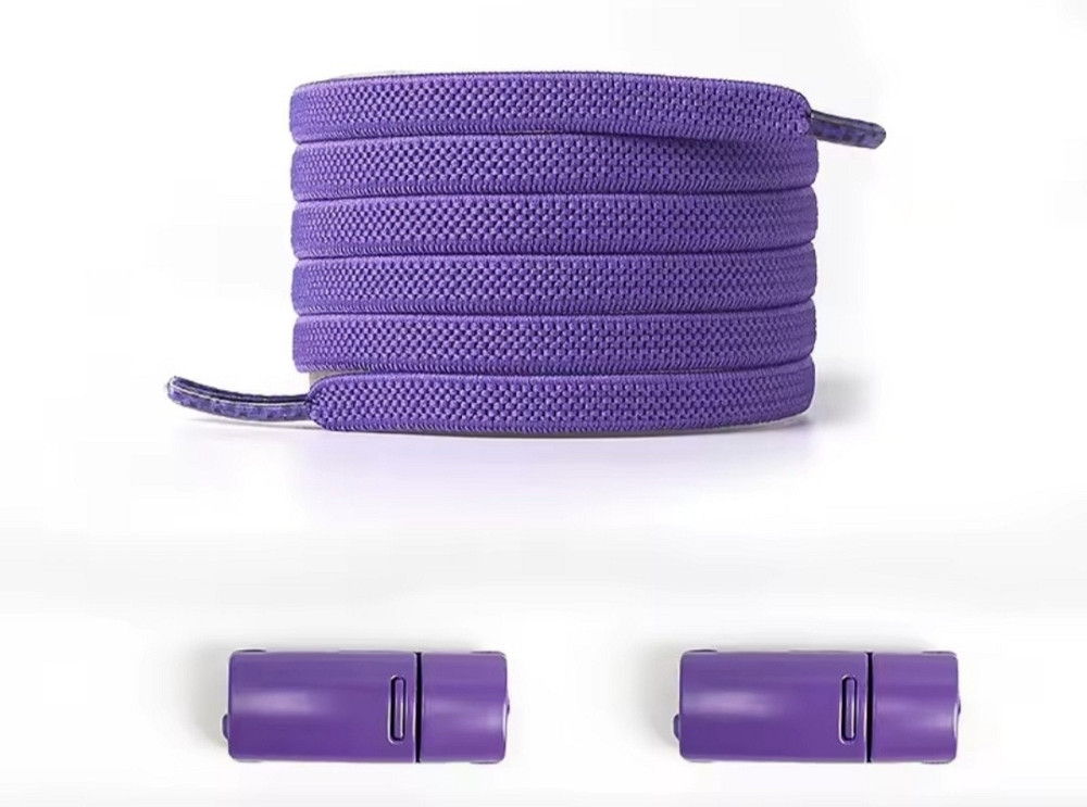 Еластичні шнурки без зав'язок з магнітними застібками в один колір 5 мм  Фіолетовий Сміла - фото 1