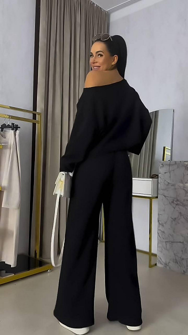 Женский прогулочный костюм двойка: кофта и штаны двунить Черный, 42/46 Одесса - изображение 4