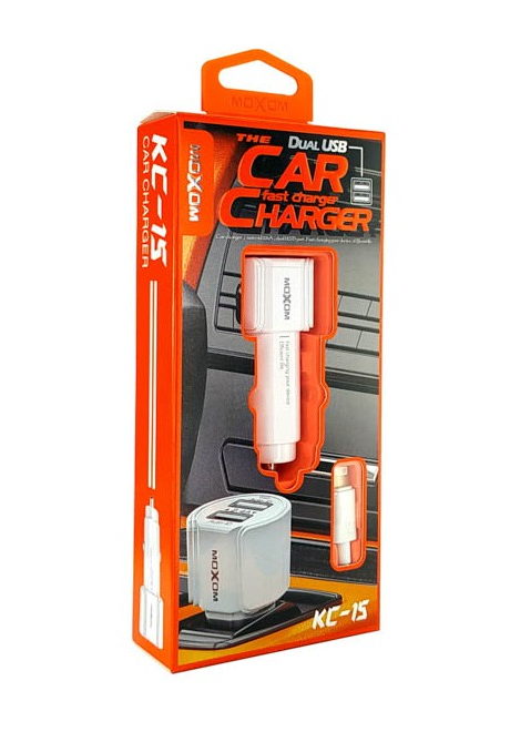 Автомобільне зарядне пристрій USB x 2 MOXOM KC-15 iPhone Дніпро - фото 1