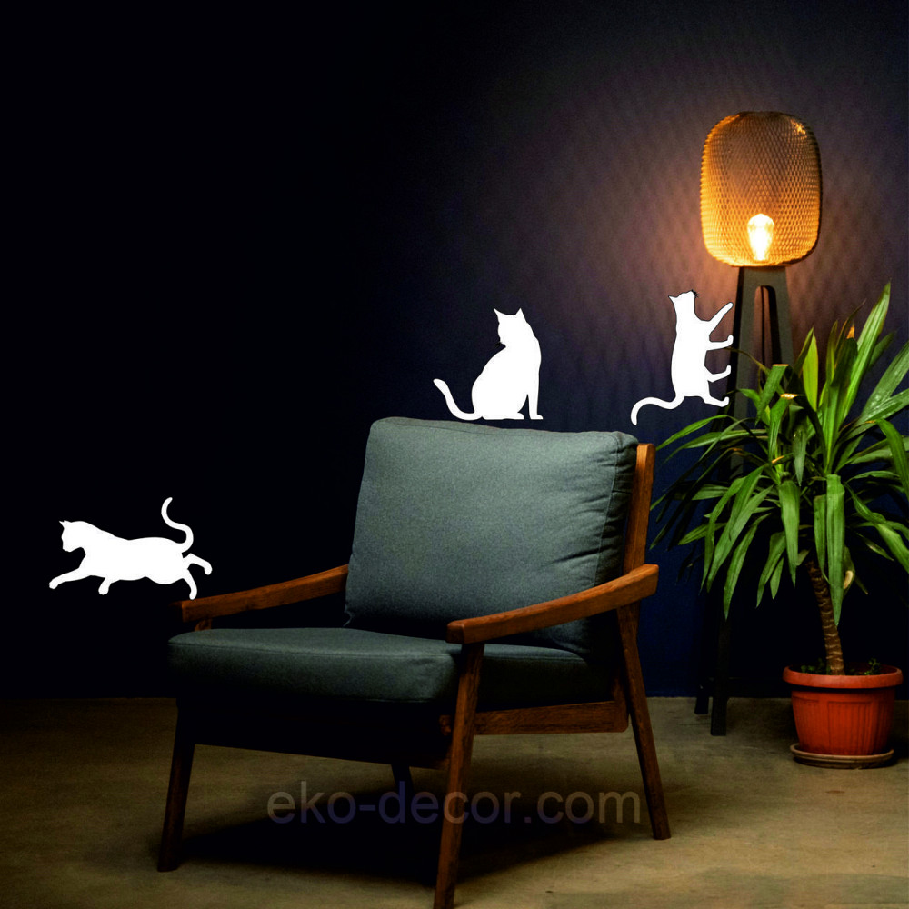 Декоративне настінне Панно «Коти», Декор на стіну 90*70 см. (3 шт.), Білий Київ - фото 4