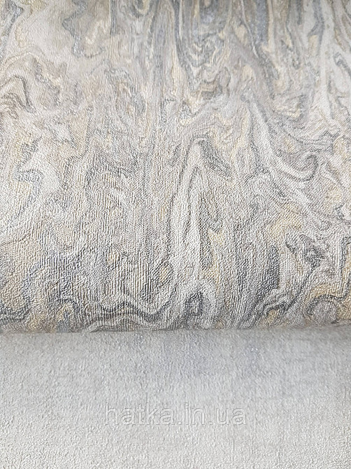 Шпалери вінілові на флізеліні AS creation Garda 1.06Х10.05 абстракція хвилі смуги сірі бежеві сріблясті Київ - фото 3