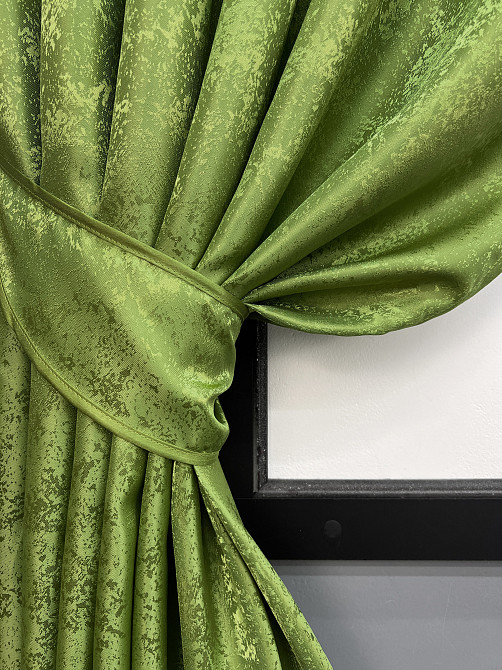 Комплект штор VR-Textil Жакард Мрамор Al1 № 1907ш 130х170 см 2 шт Оливковий (35-0423) Київ - фото 4