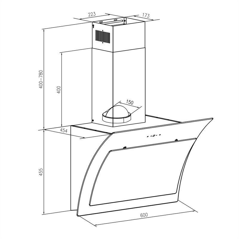 Витяжка Sabia із захисного скла, без головки, 60 см, настінний монтаж, чорний (Німеччина, читати опис) Рівне - фото 7