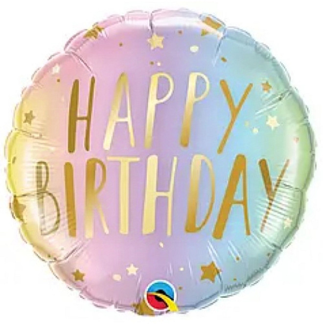 Фольгированный шар happy birthday нежное омбре 18