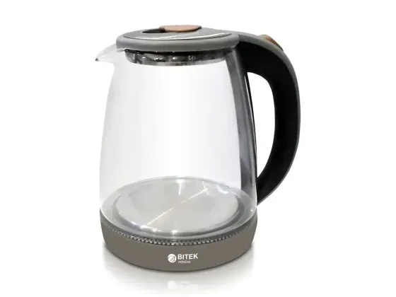 Чайник електричний скляний без квітки 1.8л 2400Вт синє LED-підсвічування BITEK BT-311, скляний корпус Одеса