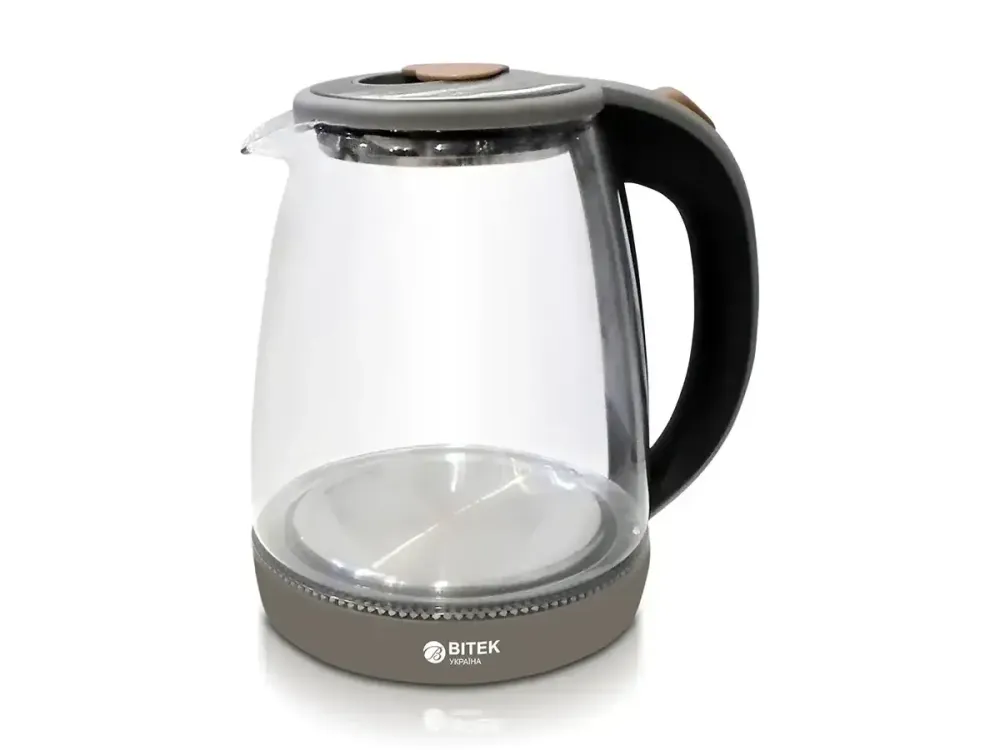 Чайник электрический стеклянный без цветка 1.8л 2400Вт синяя LED-подсветка BITEK BT-311, стеклянній корпус Одесса - изображение 4