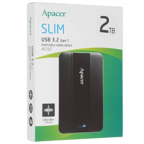 Зовнішній жорсткий диск PHD External 2.5'' Apacer USB 3.2 Gen. 1 AC237 2Tb Black (color box) Київ - фото 2