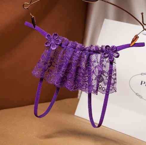 Еротичні трусики жіночі з мереживом універсальний фіолетовий Київ