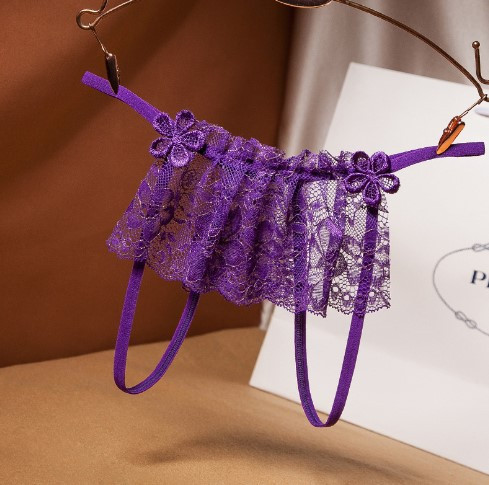 Трусики с дыркой кружевные универсальный фиолетовый Киев - изображение 1