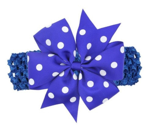 Детская повязка с бантом в горох для детей - размер универсальный (на резинке), бант 11см Киев - изображение 1