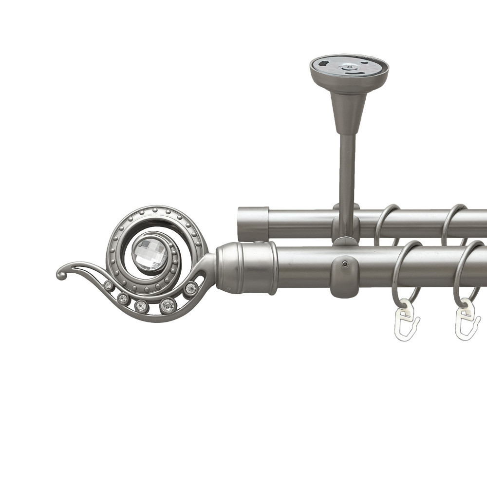 Карниз Orvit Око Дракона металевий дворядний відкритий до стелі гладка труба кільце металеве Сатин 25\19 мм 240 см (00-00023938) Львів - фото 1
