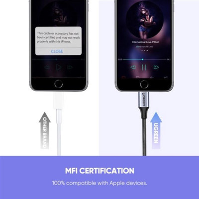 Переходник Lightning to 3.5mm 10cm Headphone Jack Adapter Model US211 gray Ugreen (30756) Винница - изображение 2