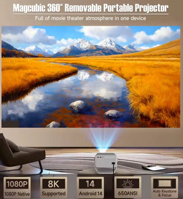 Проєктор Magcubic L018 1080P 650ANSI 8K Android14 Wi-Fi6 BT5.2 Київ - фото 2