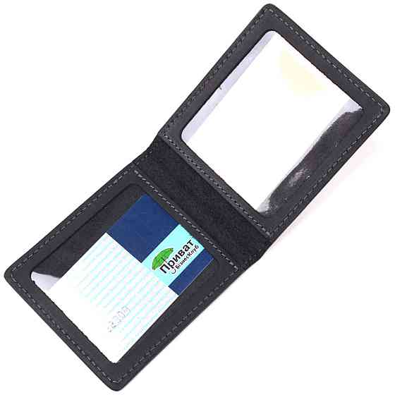 Надежная обложка из винтажной кожи для удостоверения участника боевых действий Черная (GRANDE PELLE) Киев