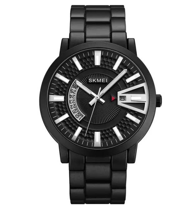 Мужские часы Skmei 1985 на браслете (Черные с серебристым) Винница - изображение 1