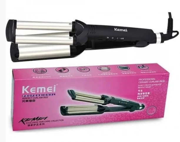 Потрійна плойка Kemei Km-2022 Щипці Вінниця - фото 3
