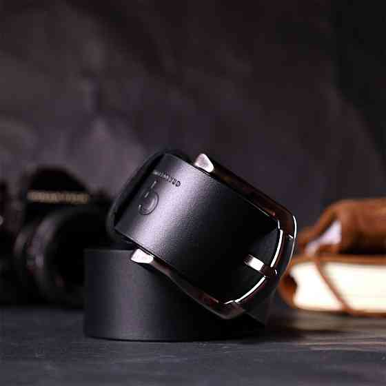 Превосходный ремень под джинсы из натуральной кожи Черный (GRANDE PELLE) Киев