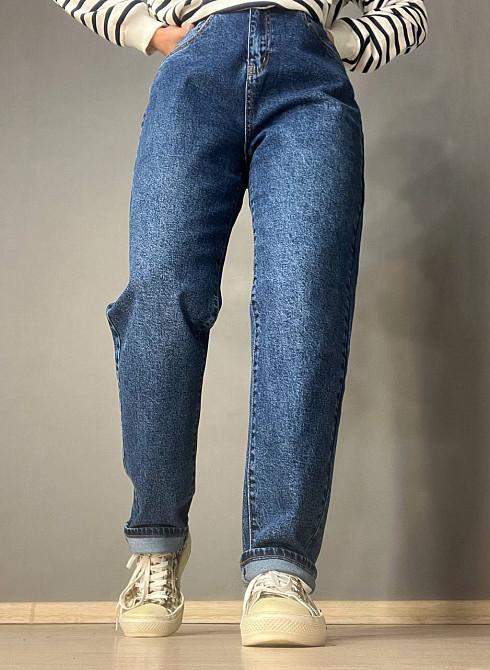 Джинси жіночі Ladyn 749 MOM jeans великі розміри резинка на талії по спині стрейчеві сині, синій, 30, 30, 80 см, 108 см Київ - фото 11