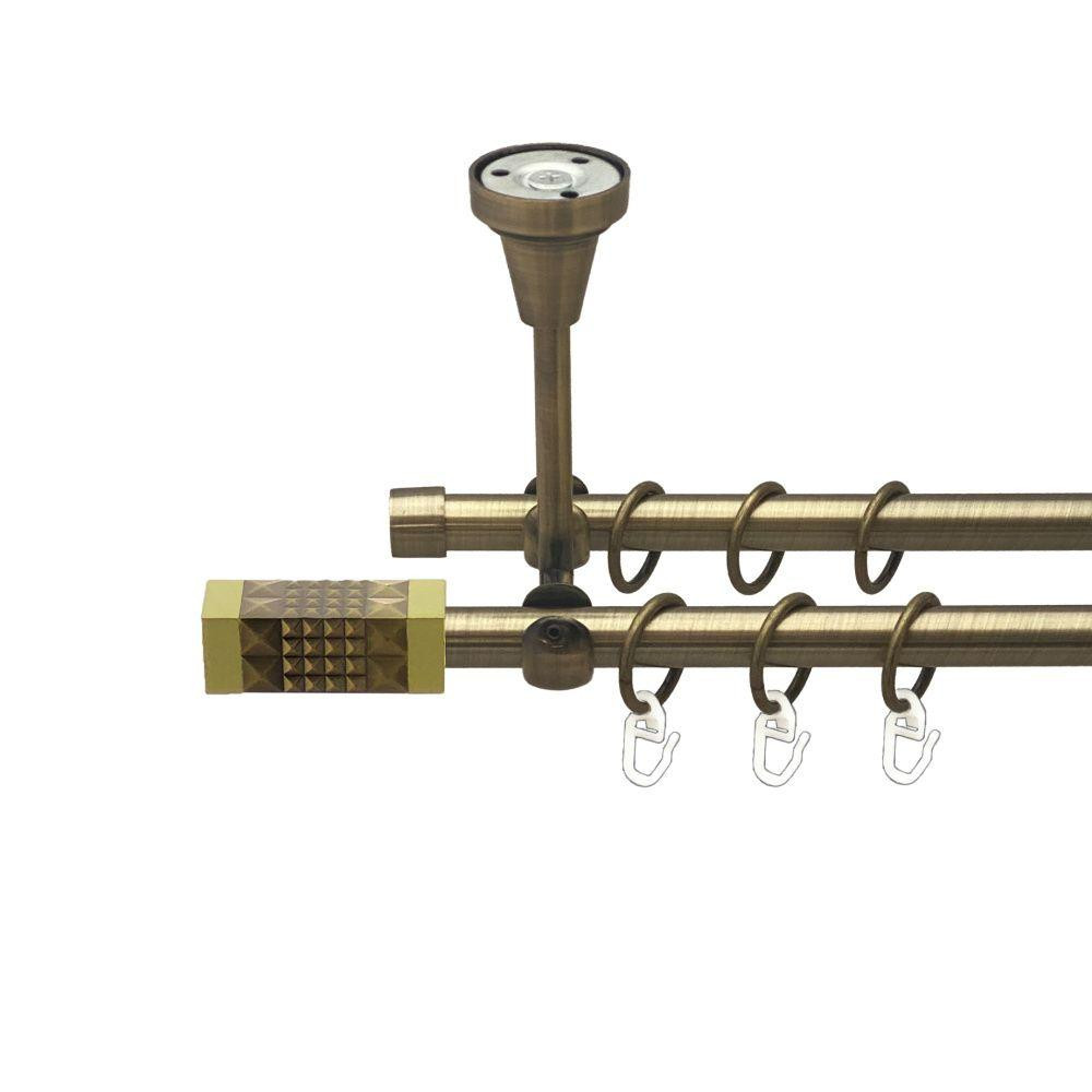 Карниз Orvit Рубікела металевий дворядний відкритий до стелі гладка труба кільце металеве Антик 16\16 мм 300 см (00-00016946) Львів - фото 1