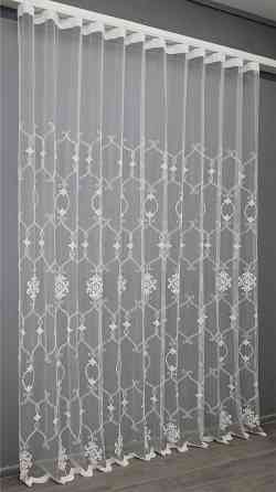 Тюль фатин с вышивкой, цвет белый 1413т Киев