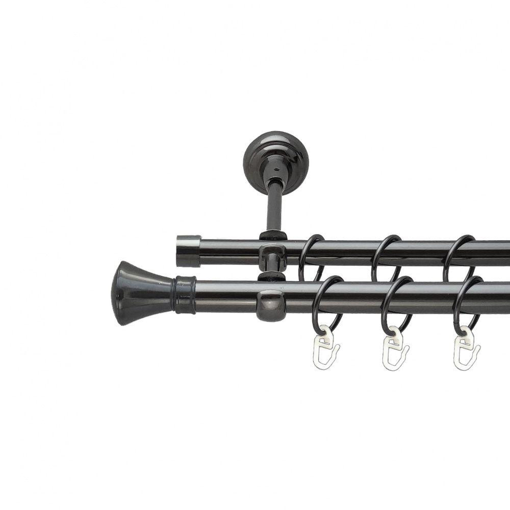 Карниз Orvit Люксор металевий дворядний відкритий гладка труба кільце металеве Онікс 19\16 мм 240 см (00-00014883) Львів - фото 1