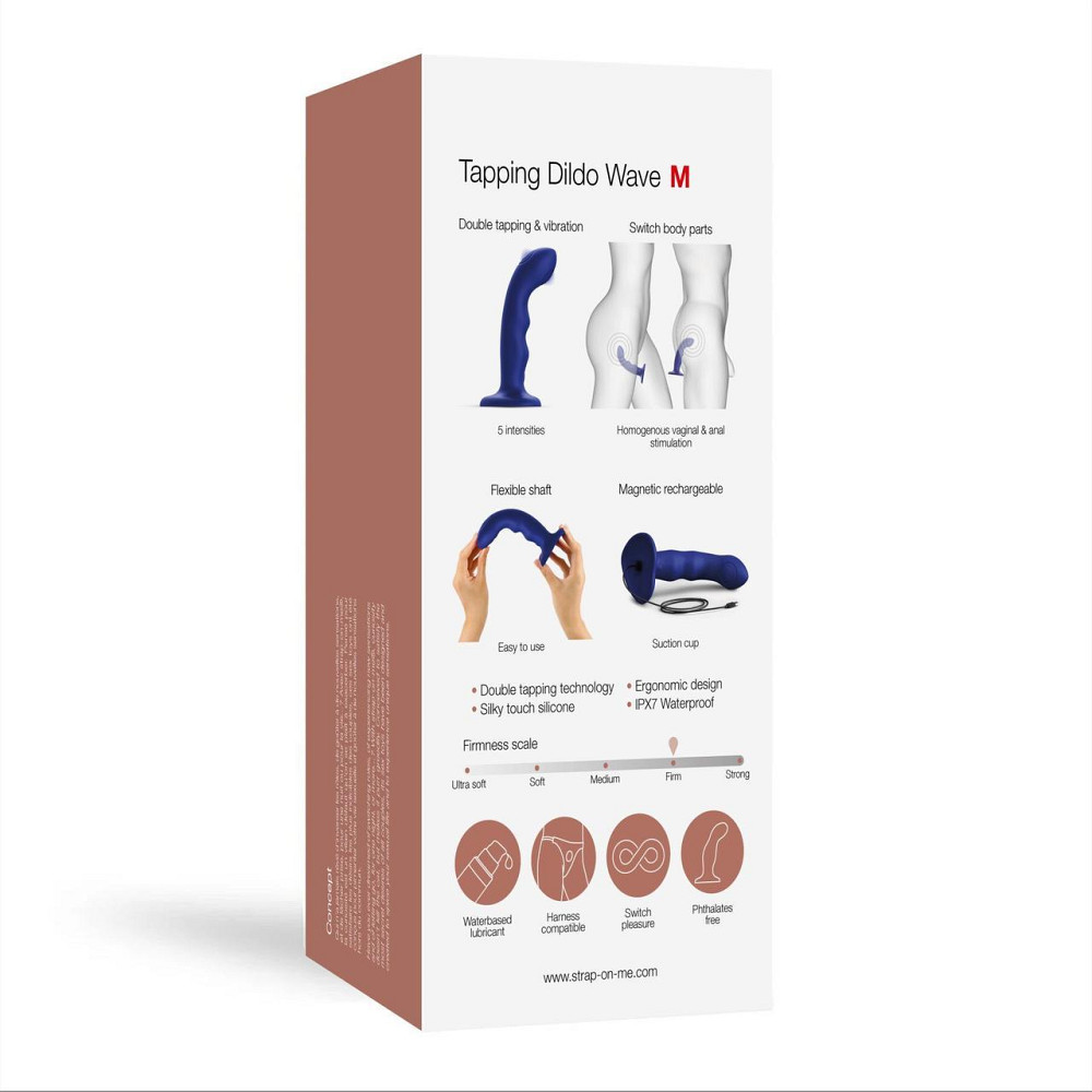 Насадка для страпона з подвійною точковою пульсацією Strap-On-Me TAPPING DILDO WAVE – NIGHT BLUE, М Sex Aura Київ - фото 6