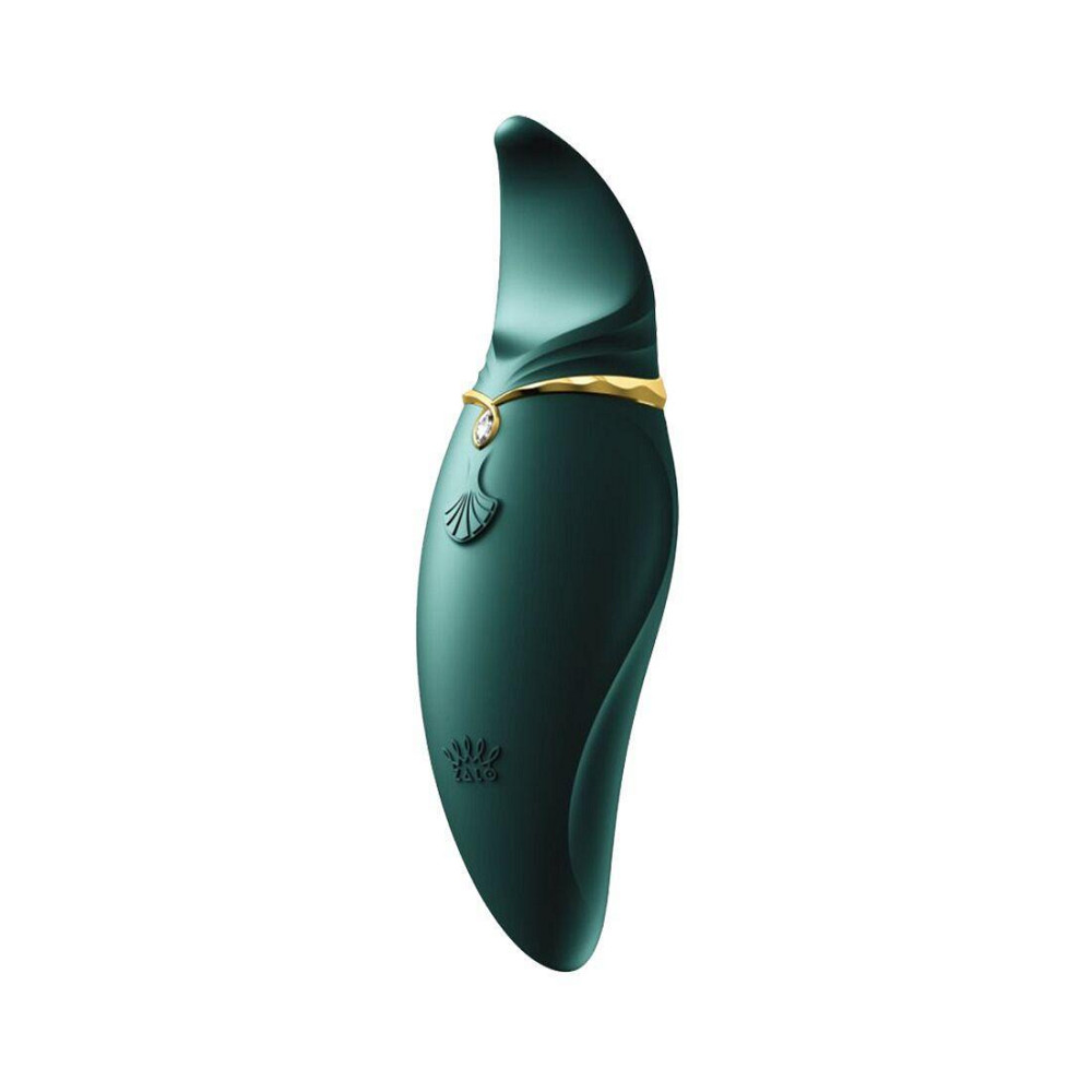 Вибратор 2в1 с язычком Zalo — Hero Jewel Green, кристалл Swarovski Sex Aura Киев - изображение 1
