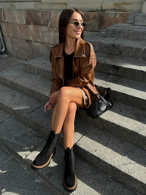 Без бренда Черевики жіночі KATI SHOES чорні замша натуральна зима висота 19 см (5733) Коломия - фото 4