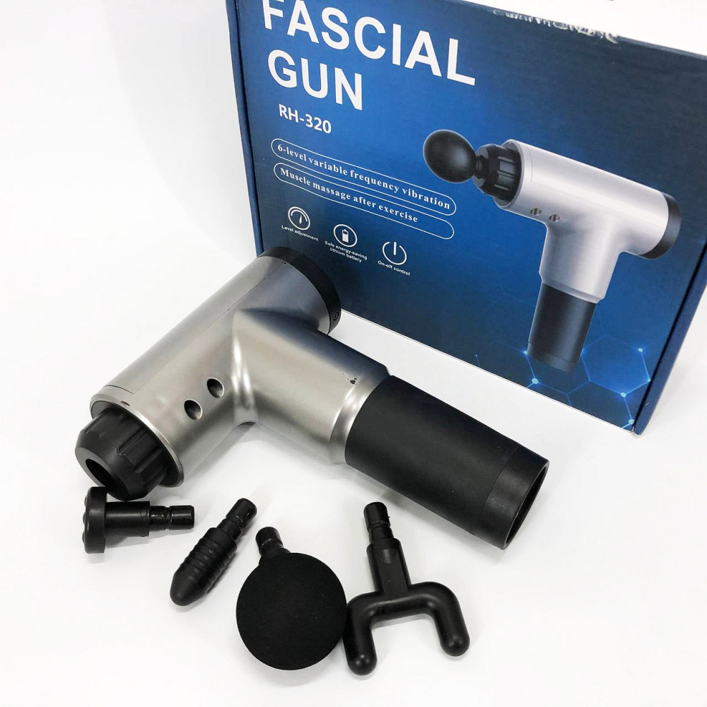 Аккумуляторный массажер для икр Fascial Gun KH-320, Массажер мышечный с разными насадками YU-16 Львов - изображение 18