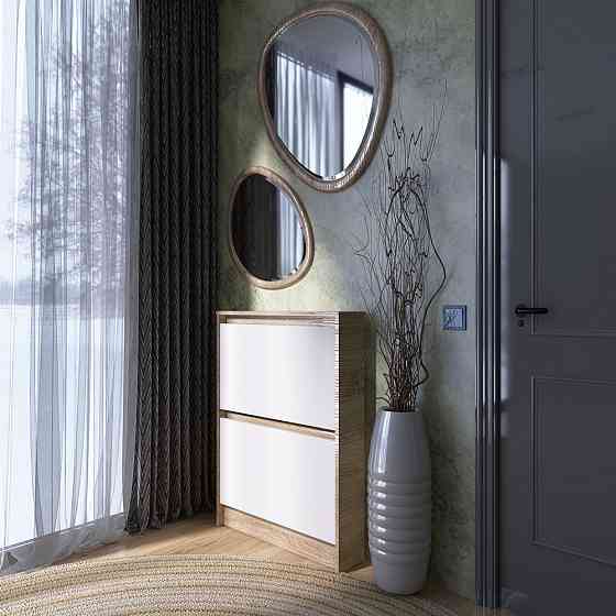 Тумба для обуви в прихожую Эверест Сити-160-2 70,2х16х95,8 см Дуб сонома/Белый (DTM-071107) Львов