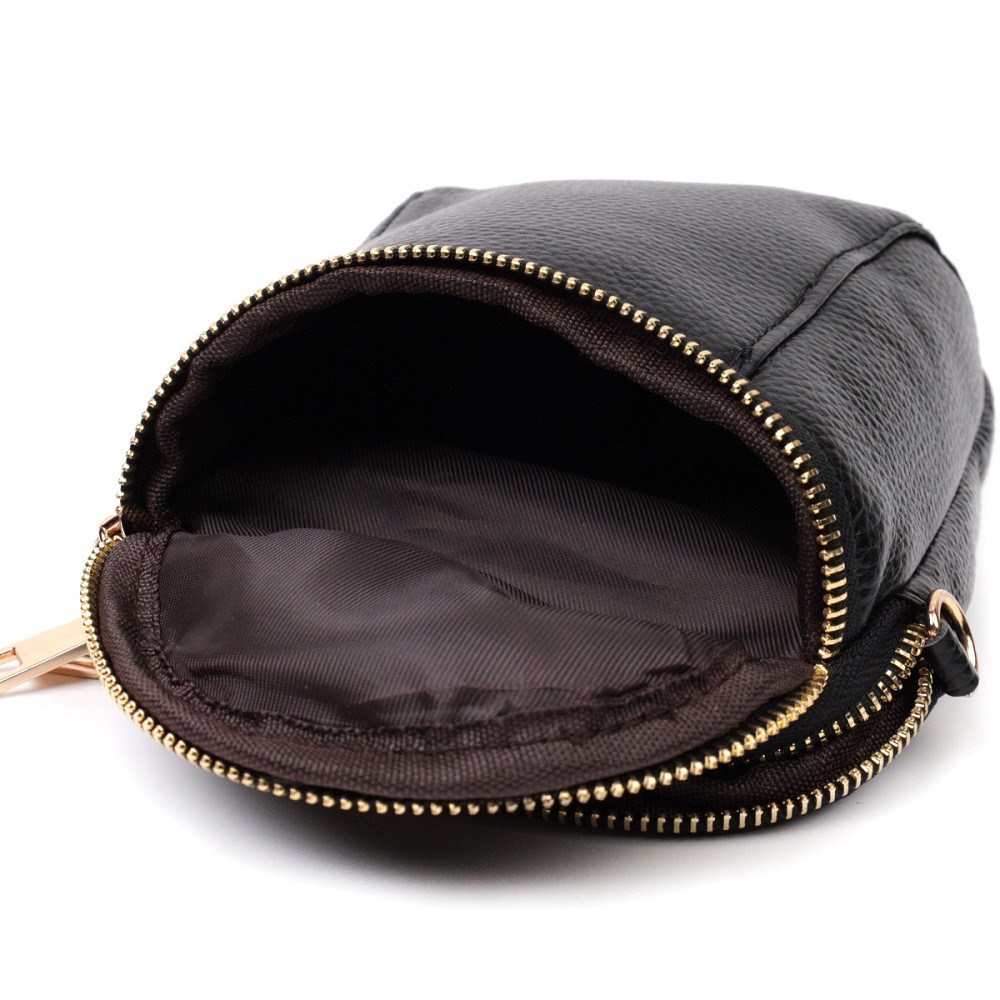 Невелика сумка цікавого формату з м'якої натуральної шкіри Vintage 22338 Чорна Київ - фото 6