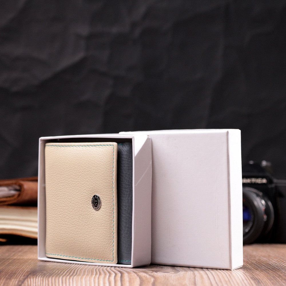 Кошелек женский с оригинальной монетницей из натуральной кожи Разноцветный (ST Leather) Киев - изображение 4