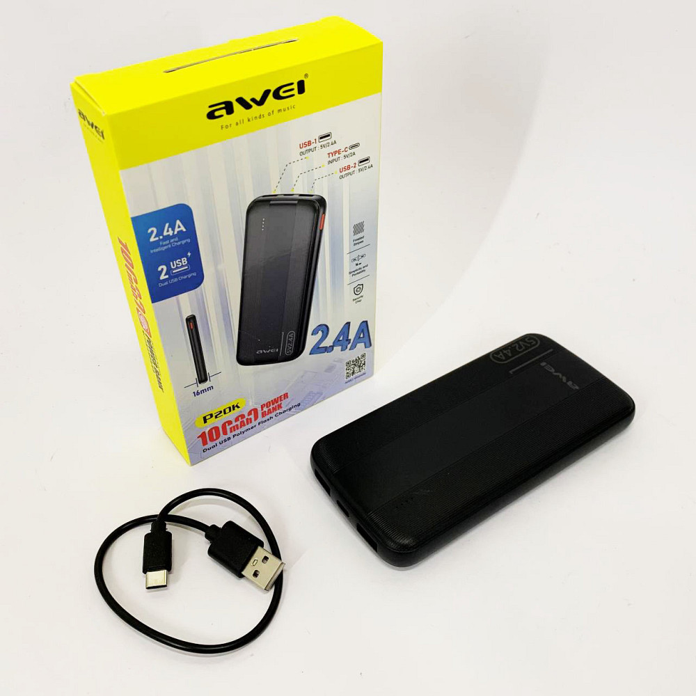 Повербанк для путешествий Awei P20K 10000 mah, Зарядное устройство для айфона, Павербанки мощные RS-86 Львов - изображение 6