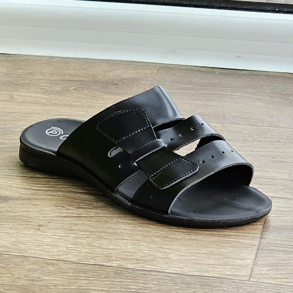 Мужские Шлёпанцы Тапочки Сланцы Чёрные Кожаные (размеры: 41,42,43,45) Днепр - изображение 4