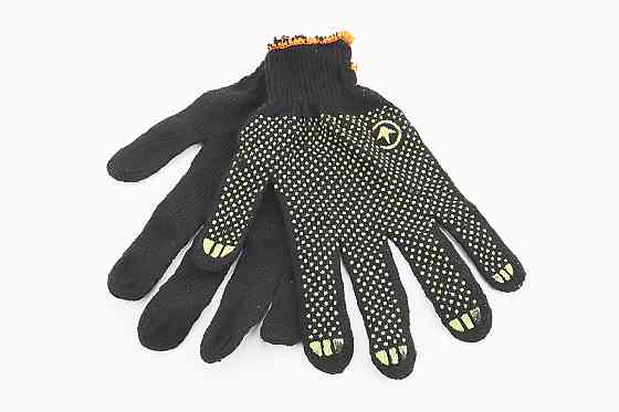 Рукавиці робочі 60% бавовна/40% поліестер 10", клас в'язки 7, чорний, жовта ПВХ точка SP-0138 Київ