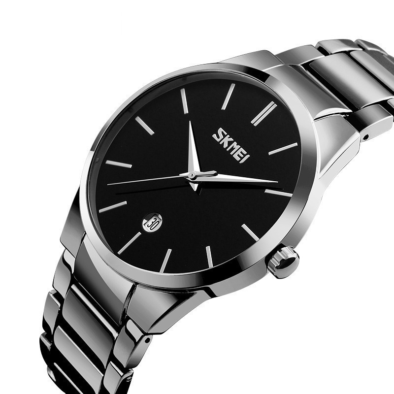 Чоловічий наручний годинник Skmei 9140 сріблясті з чорним циферблатом Вінниця - фото 2
