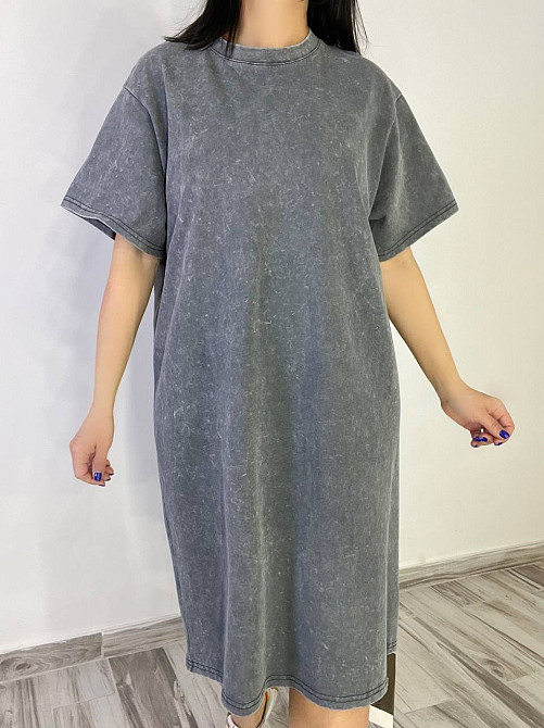 Платье-футболка женское A-N 2666-1 тай-дай оверсайз, серый, one size Киев - изображение 1