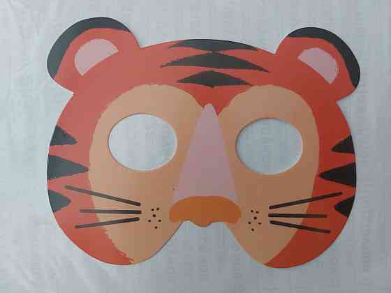 Дитяча маска Тигр із картону 18 на 14 см різнобарвний Київ