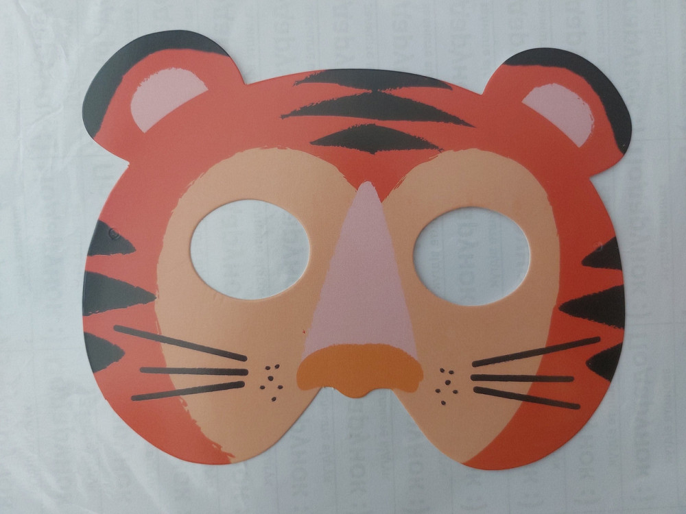 Дитяча маска Тигр із картону 18 на 14 см різнобарвний Київ - фото 1
