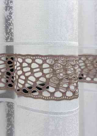 Короткий тюль жакард, висотою 2м, колір білий з капучино 1940т Київ