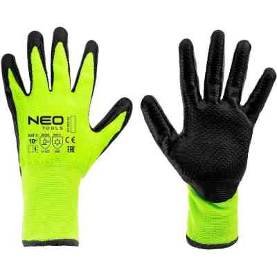 Защитные перчатки Neo Tools утепленные, латексное покрытие, полиэстер, р.10, зелено черные (97-613-10) Винница