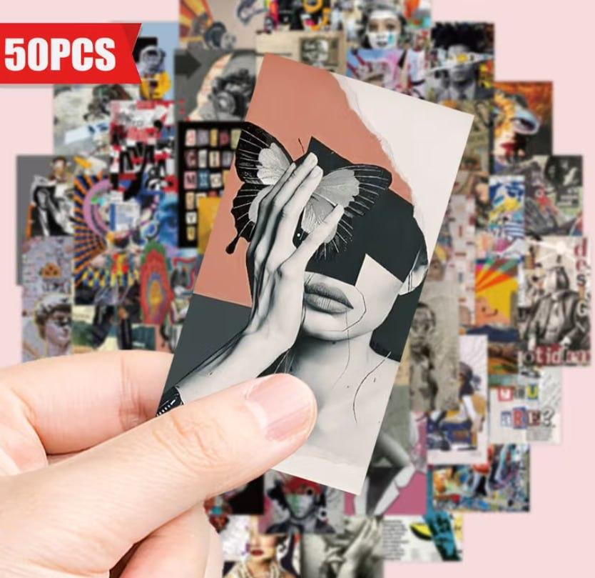 Набір арт-наклейок у стилі колаж, 50 шт Київ - фото 2