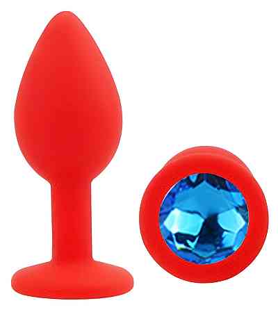 Силіконова анальна пробка EGZO - Silicone Red Round Plug Blue, size S Sex Aura Київ